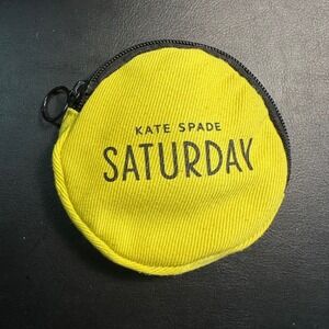 Kate Spade Saturday Yellow Canvas Coin Pouch Zip Around Small Bag
